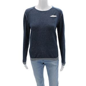 Byblos Women Dark Blue Cotton Pullover Sweater Crew Neck Long Sleeve Size S